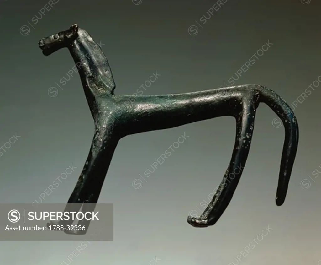 Prehistory, Czech Republic, Bronze Age. Podoli culture. Bronze horse. From Brno-Obrany.