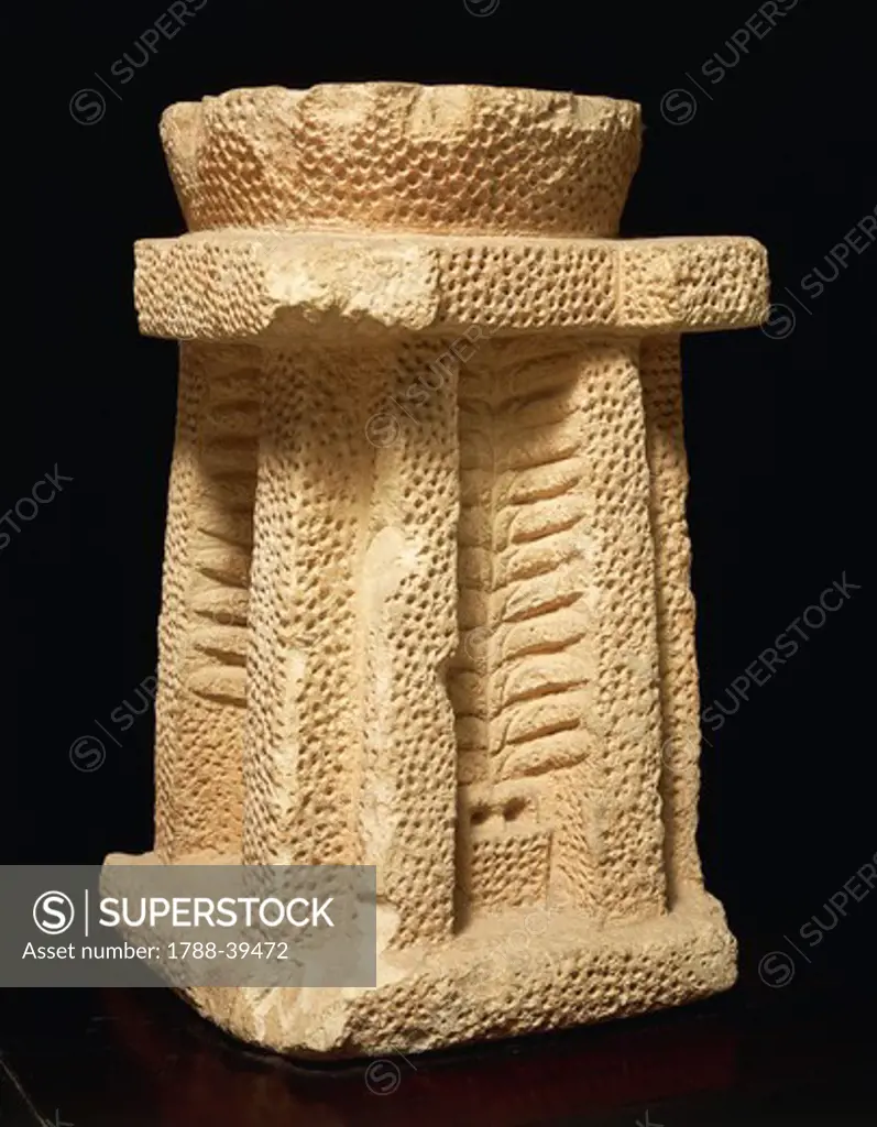 Prehistory, Malta, Neolithic. Small decorated altar. From Hagar Qim megalithic temple.