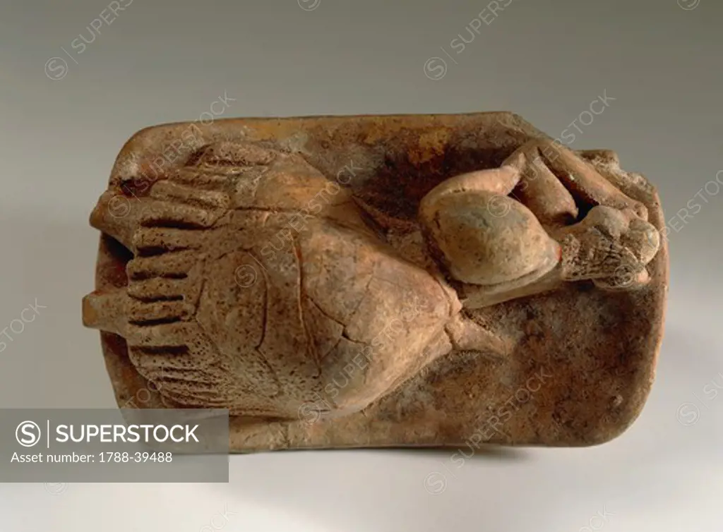 Prehistory, Malta, Neolithic. Terracotta figure known as the Sleeping Lady. From Hal Saflieni Hypogeum.