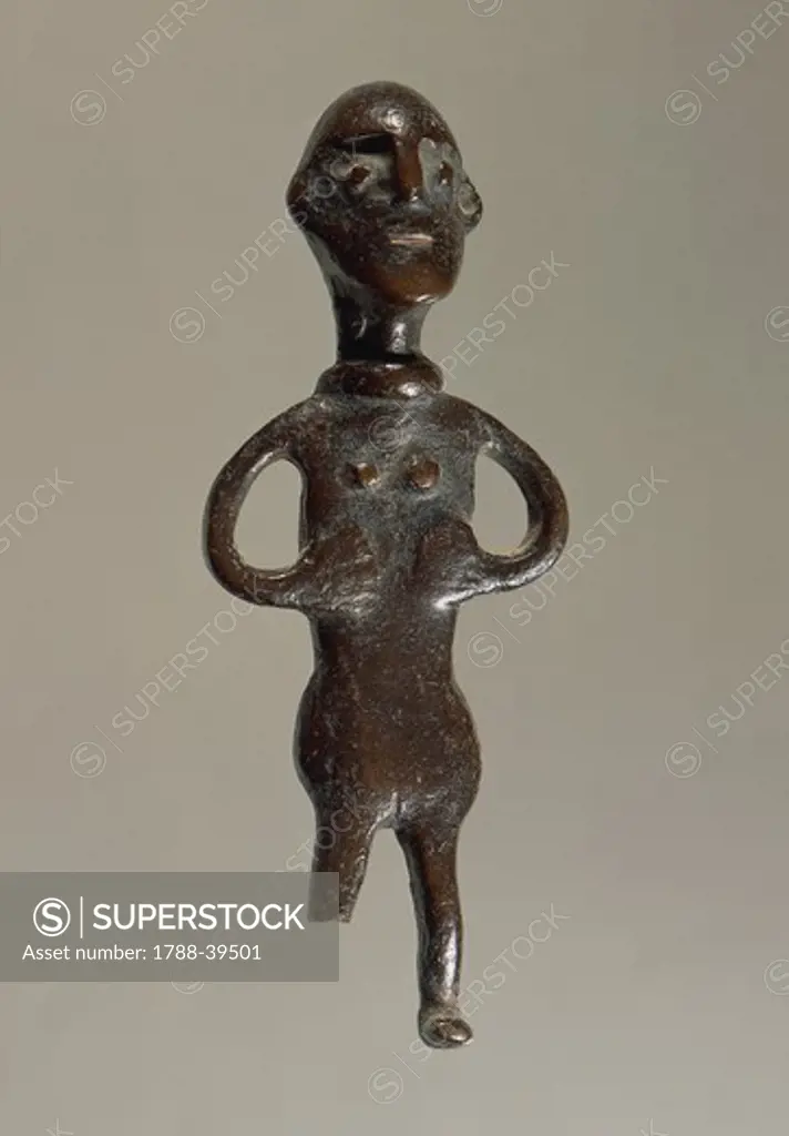 Prehistory, Sweden, Iron Age. Bronze female figurine. From Stolof.