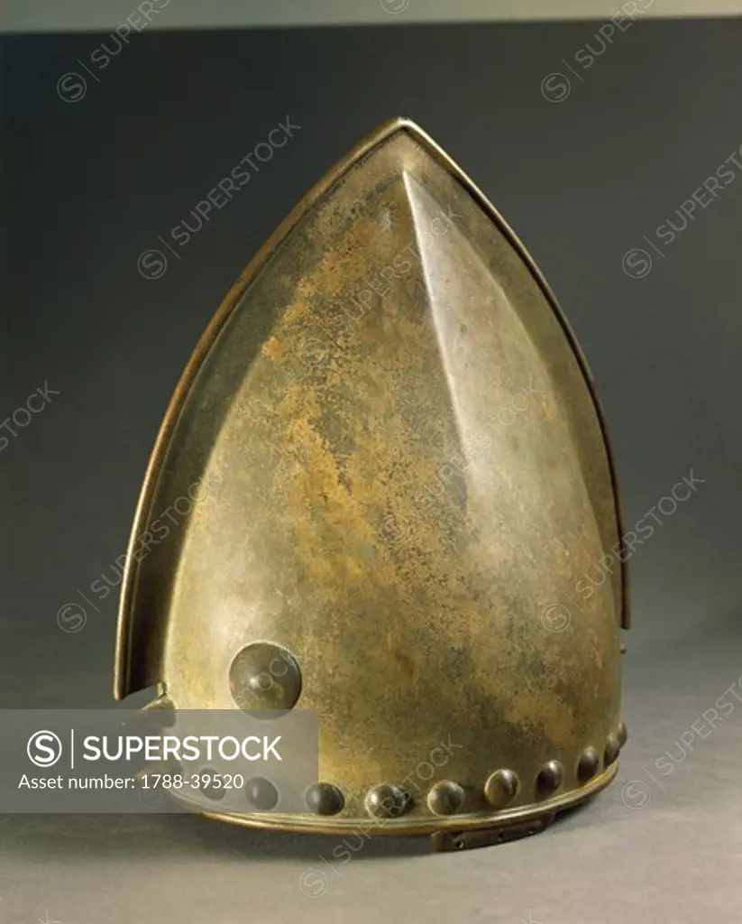 Prehistory, France, Bronze Age. Bronze helmet, height cm. 31. From Chalon-sur-Saone.