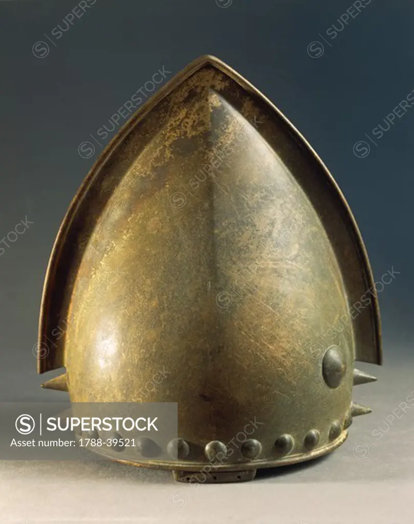 Prehistory, France, Bronze Age. Bronze helmet, height cm. 31. From Chalon-sur-Saone.