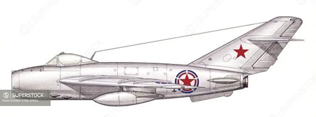 Aviation - North Korean MiG-17F. Color illustration