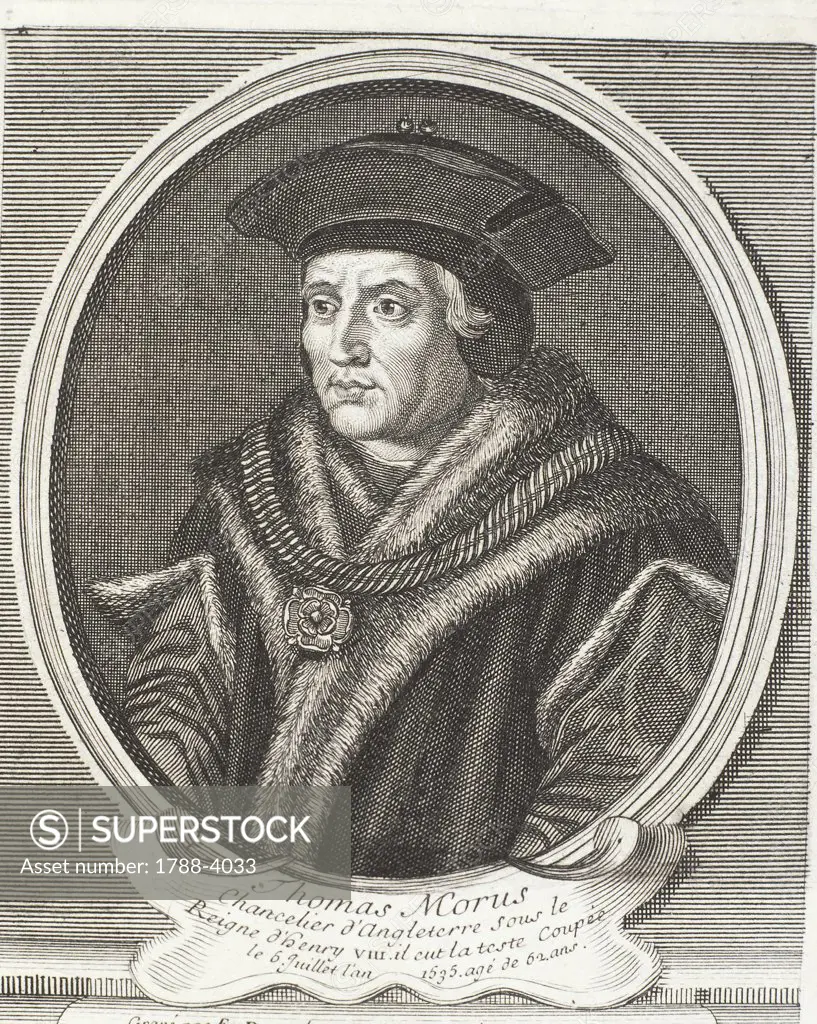 England - 16th century - Chancellor of England Sir Thomas More (1478-1535). Engraving