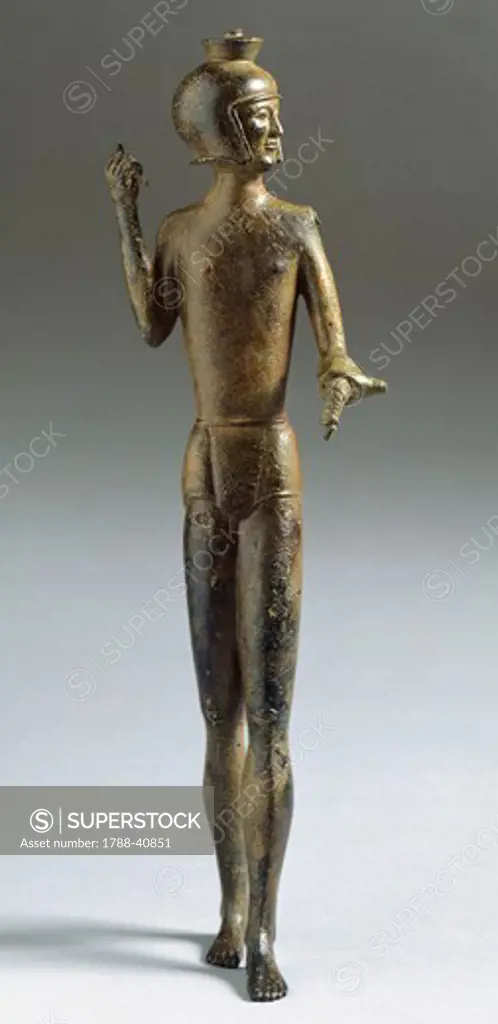 Warrior in bronze, from Brolio (Tuscany). Etruscan civilization, ca 550 BC.