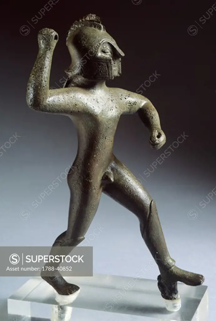 Bronze statuette of a warrior, from Brolio (Tuscany). Etruscan Civilization, ca 550 BC.