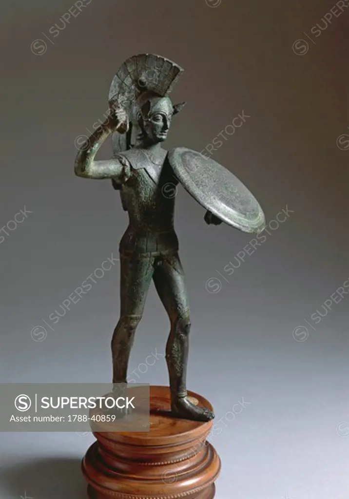 Bronze statue depicting the deity Laran. Etruscan Civilization, 475-450 BC.