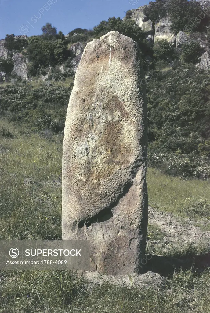 Close-up of a stone on a landscape, Laconi, Sardinia, Italy
