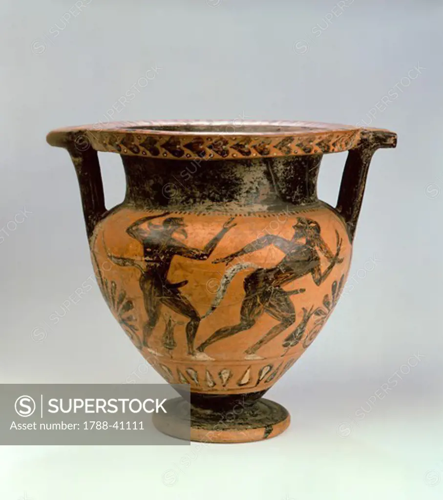 Krater by the Micali Painter. Black-figure pottery. Etruscan Civilisation, 6th Century BC.
