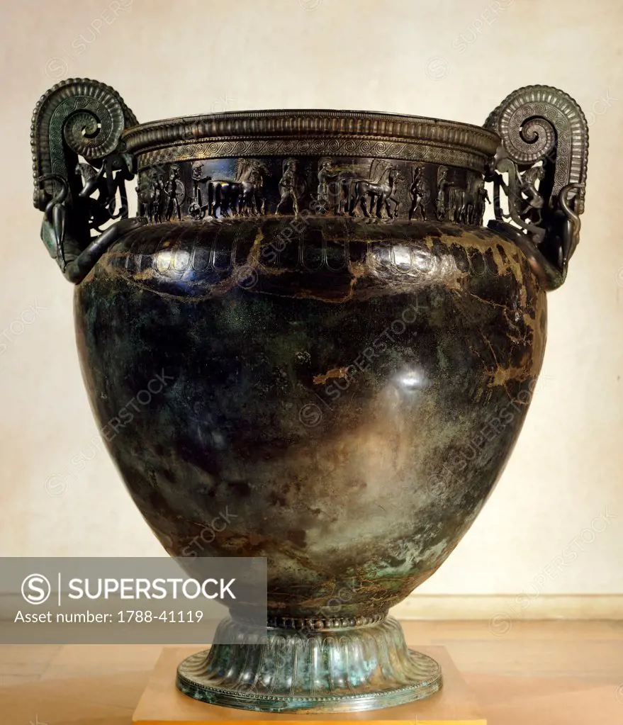 Bronze krater from the Tomb of Vix in Burgundy, France. Greek civilization, 6th Century BC.