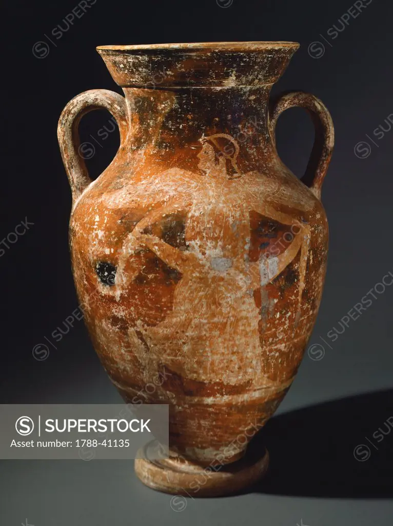 Amphora by the Painter Apponyi. Red-figure pottery from Tomb 45 of the Osteria Necropolis in Vulci (Lazio). Etruscan Civilization, 450-425 BC.