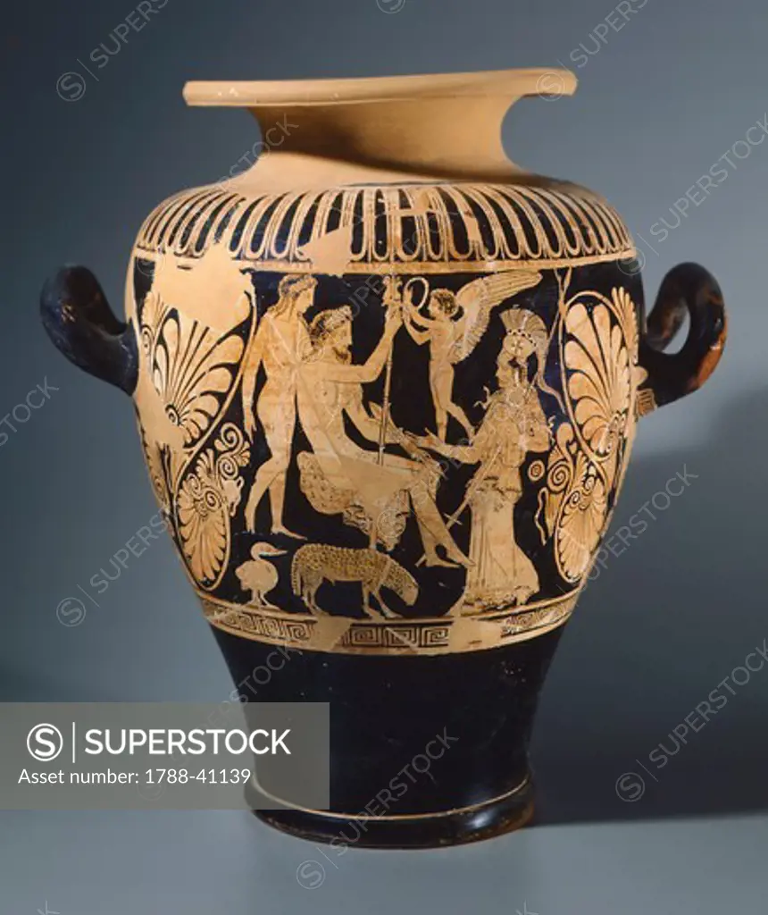 Calyx-krater (large vase) by the Diespater Painter. Red-figure pottery. Etruscan Civilisation, 4th Century BC.