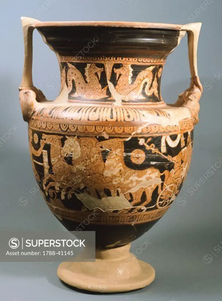 Amphora depicting Vanth. Red-figure pottery. Etruscan Civilisation, 4th Century BC.
