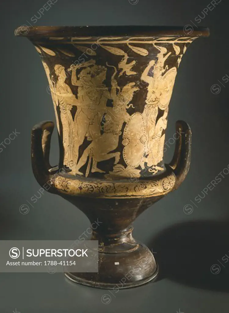 Calyx-krater (large vase). Red-figure pottery from Perugia (Umbria). Etruscan Civilisation, 4th Century BC.