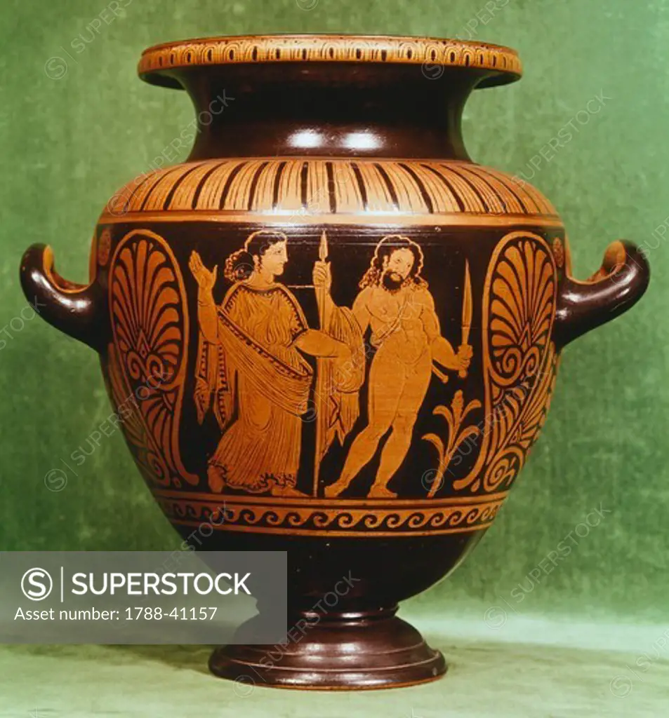 Stamnos, red-figure pottery from Vulci (Lazio). Etruscan Civilization, 4th Century BC.