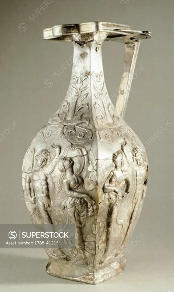 Silver vase decorated with Bacchic scenes, from Apahida, Romania. Dacian-Roman Civilization, 5th Century.