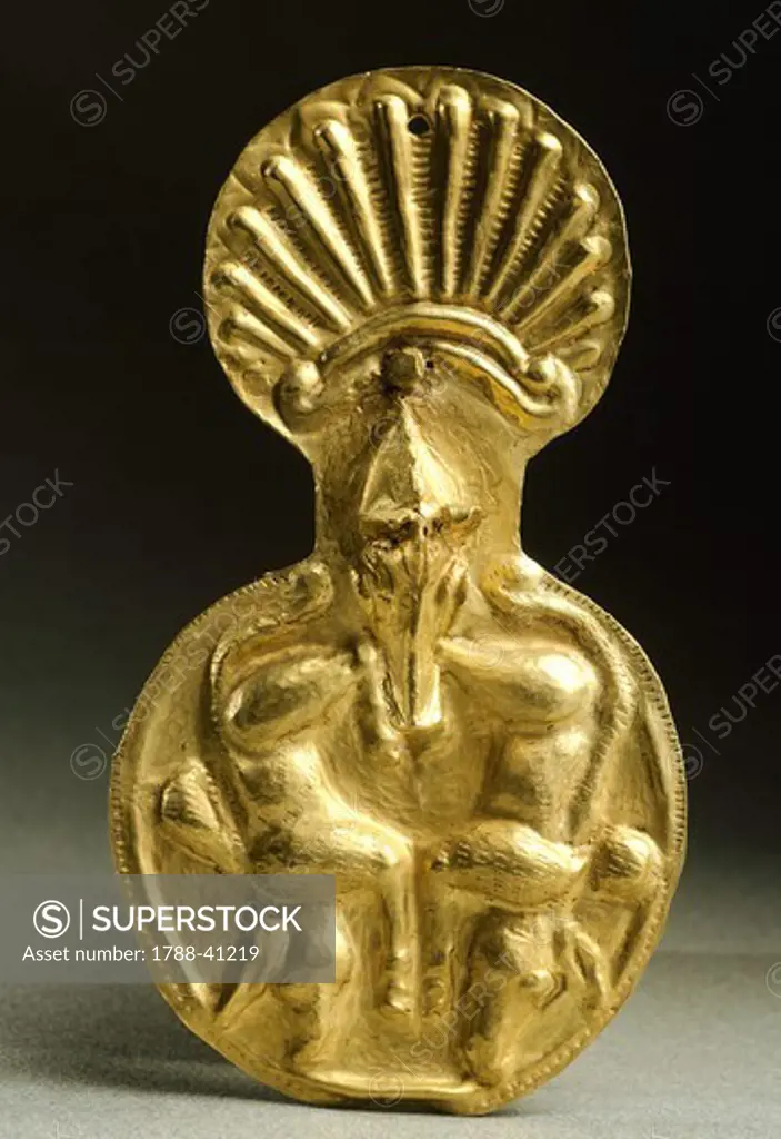 Gold armour stud, from the Cucuteni-Baiceni treasure, Romania. Jewellery. Geto-Dacian Civilization, 5th Century BC.