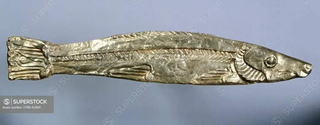 Foil in the shape of a fish, from the Kirovograd Region, Ukraine. Scythian Civilization, 4th Century BC.