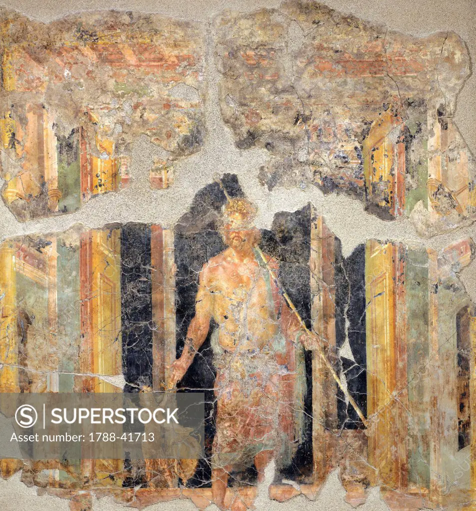 Painting of the Fourth Pompeian Style depicting Jupiter, 132x123 cm. Roman Civilization, 1st Century.