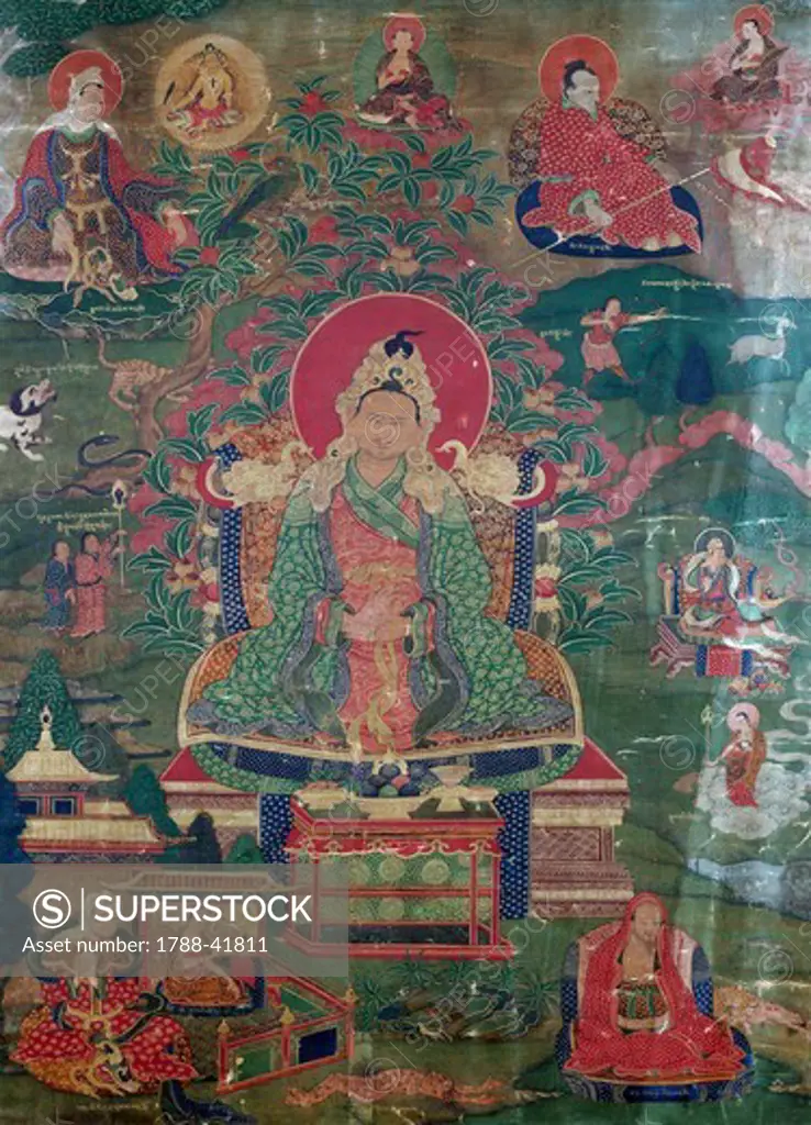 King of the gods L'ha I Rgyal-po, fabric painting, Tibet. Tibetan Civilisation, 17th-18th centuries.