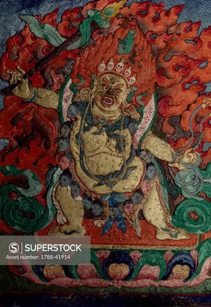 Rocky representation of Mahakala (Tibetan version of Shiva), at the Tashilhumpo Monastery in Shigatse, Tibet, China.