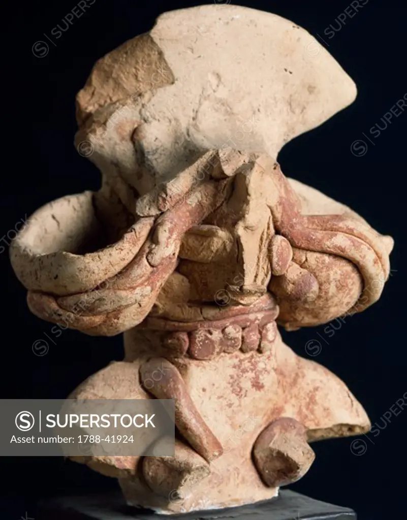 Clay figure , from Mohenjo-daro, Pakistan. Indus Valley Civilisation, mid 3rd millennium BC.
