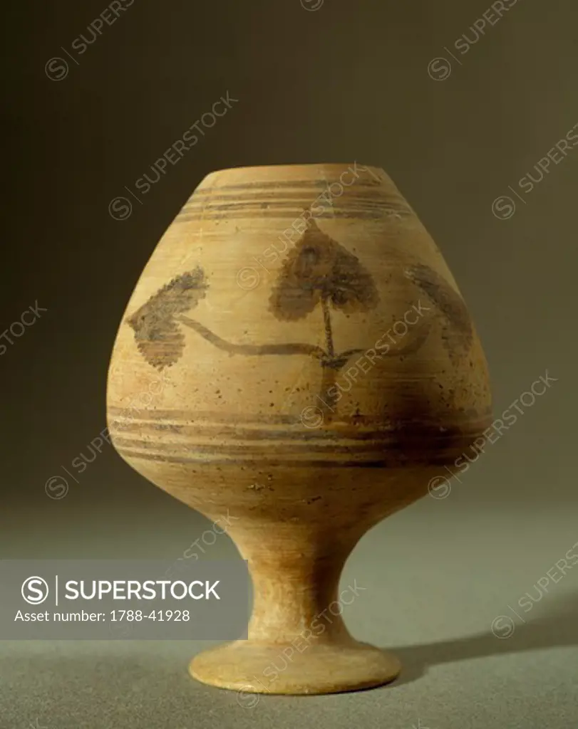 Terracotta vessel with floral motive, ca 2500 BC, from Mundigak, near Kandahar, Afghanistan. Afghan Civilisation, 3rd millennium BC.