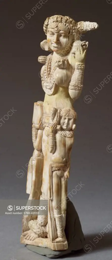 The goddess Lakshmi, Indian ivory statue found at Pompeii, Italy. Indian Civilisation, 1st century.