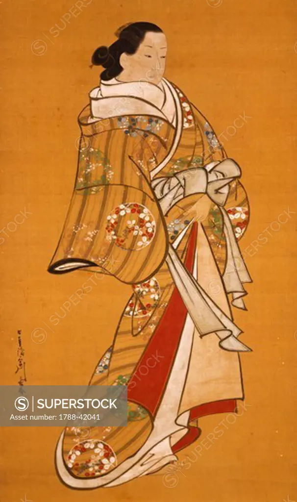 Figure of a woman, kakemono (hanging scroll), by Miyagawa Choshun (1682-1752), Japan. Japanese Civilisation, 18th century.