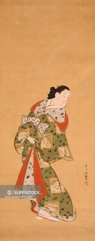 Figure of a woman, kakemono (hanging scroll), by Miyagawa Choshun (1682-1752), Japan. Japanese Civilisation, 18th century.