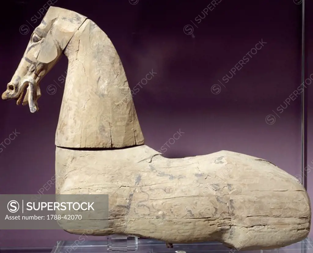 Wooden horse sculpture from Wuwei, Gansu Province, China. Chinese Civilisation, Western Han Dynasty, 3rd century BC-1st century AD.