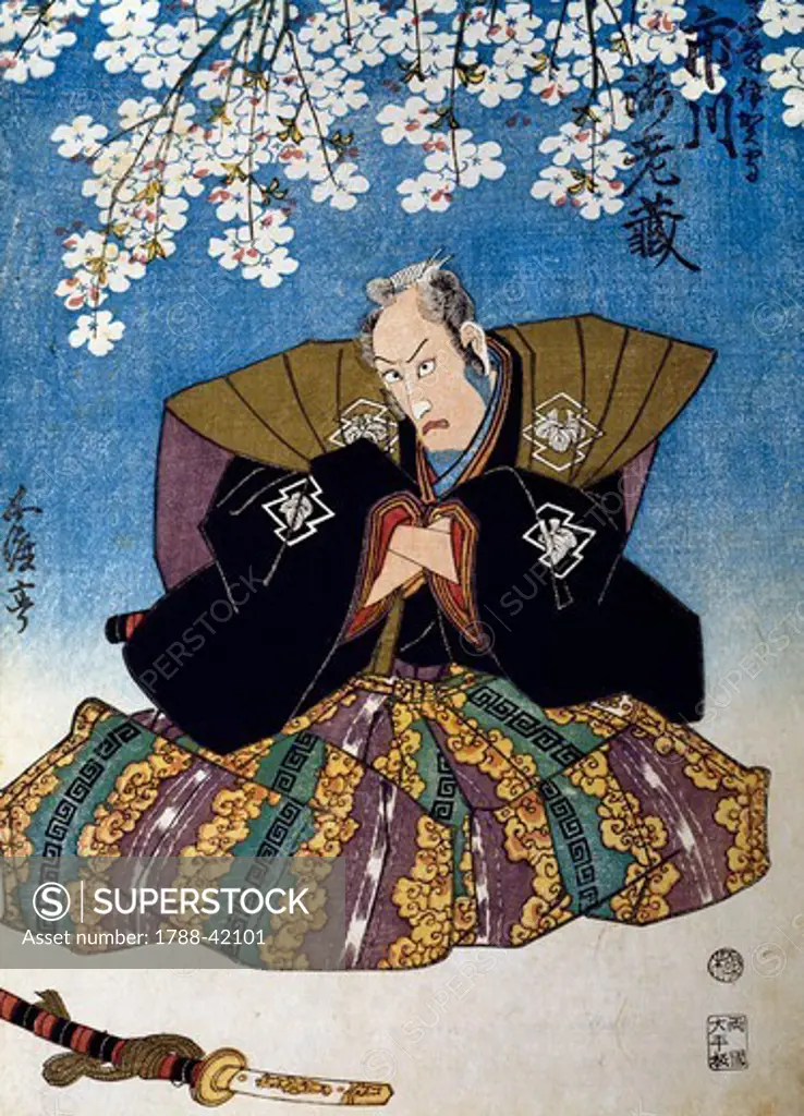 The actor Ebiro playing Saisaki Iganomori the samurai, 1839, by Utagawa Kunisada (1786-1864), print, Japan. Japanese Civilisation, Edo period, 19th century.