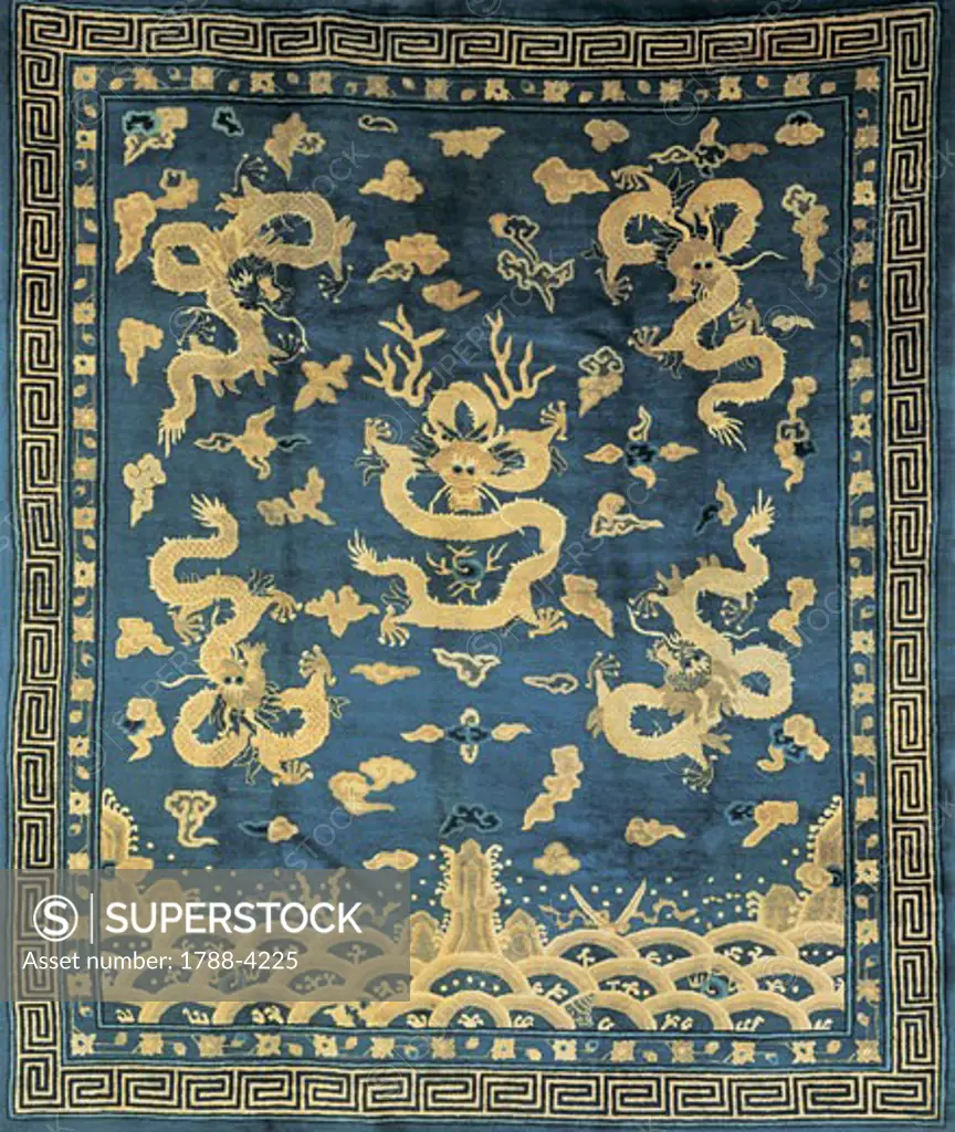 Close-up of a Ningsia dragon carpet, China