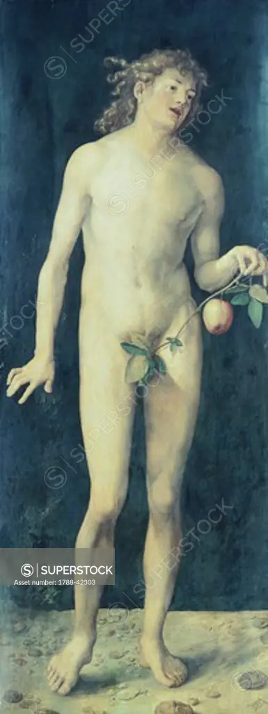 Adam, 1507, by Albrecht Durer (1471-1528), oil on canvas, 209x81 cm.
