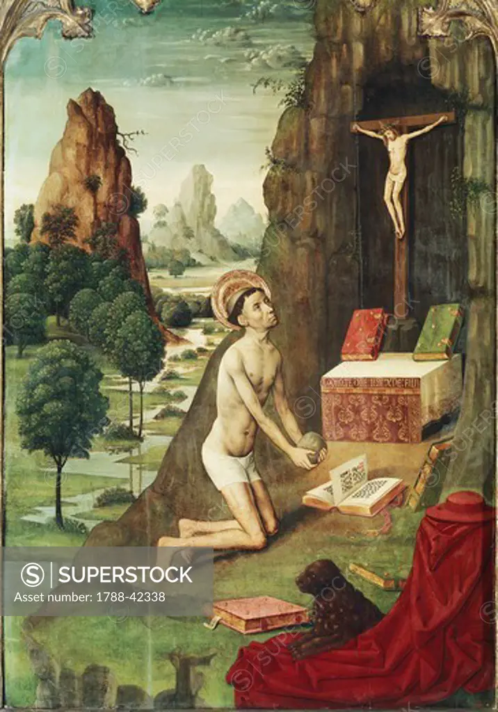 St Jerome in penance, by the Master of Canapost (active ca 1475-1496).