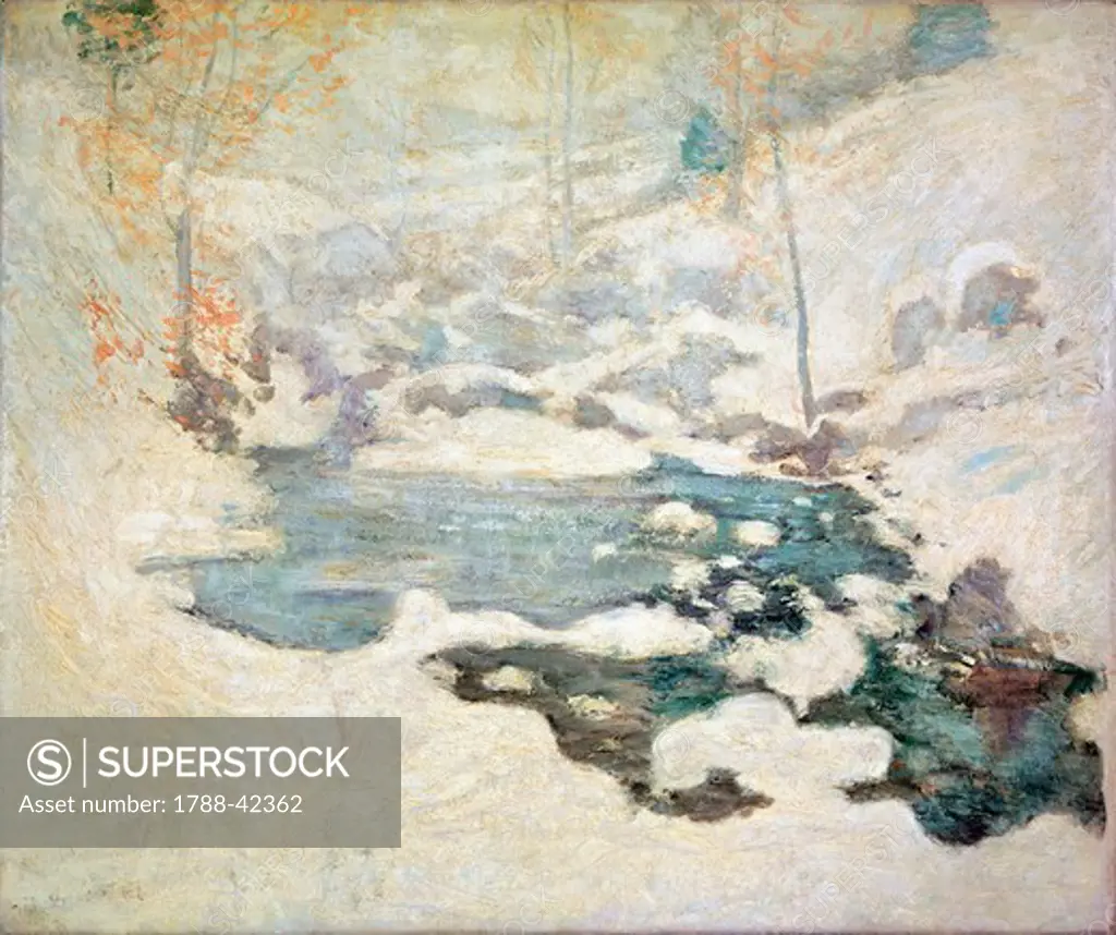 Snowbound, ca 1889, by John Henry Twachtman (1853-1902), oil on canvas, 64x77 cm.