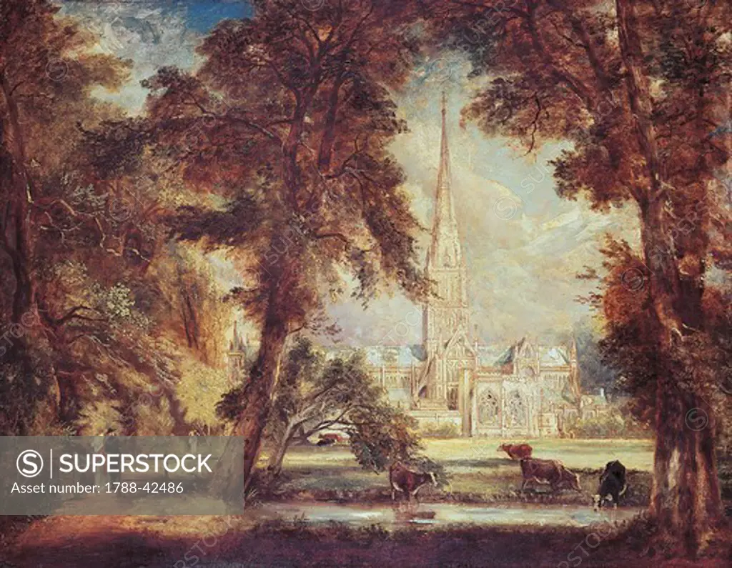 Salisbury Cathedral from the Bishop's Grounds, 1822, by John Constable (1776-1837).
