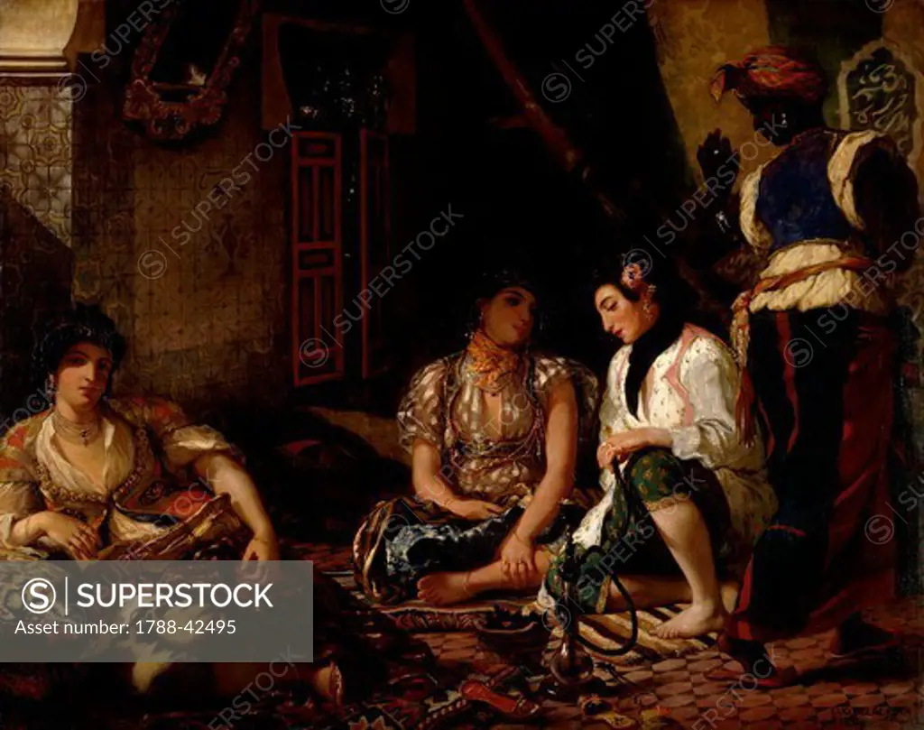 Women of Algiers in their apartment, 1834, by Eugene Delacroix (1798-1863), oil on canvas, 180x229 cm.