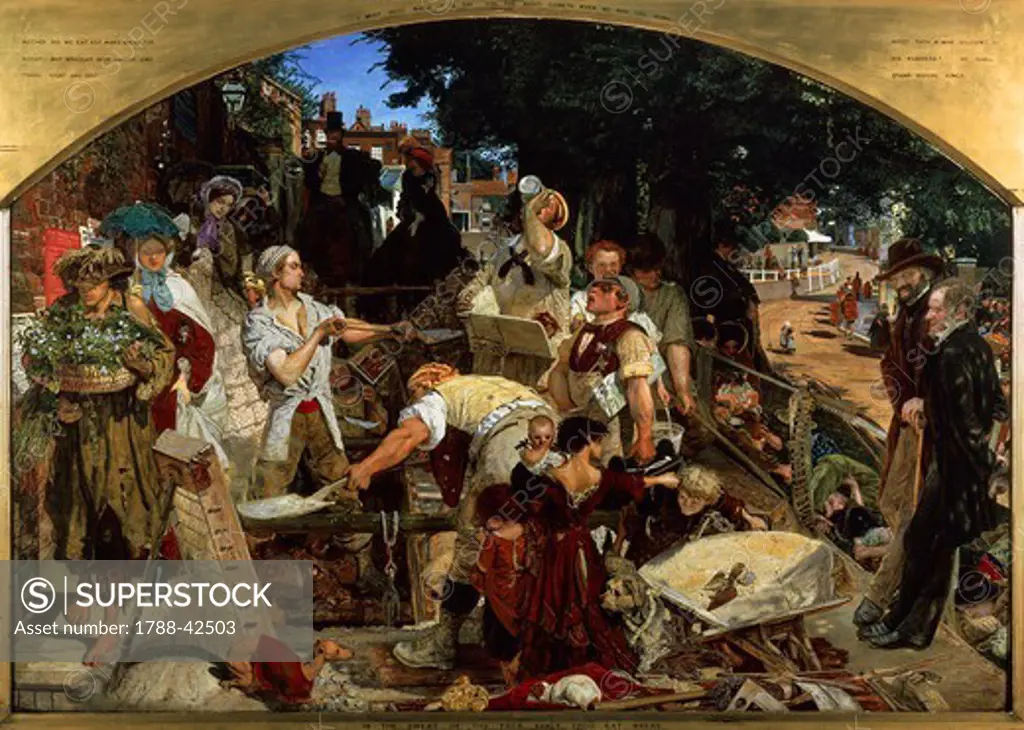 Work, 1852-1863, by Ford Madox Brown (1821-1893), oil on canvas, 137x197 cm.