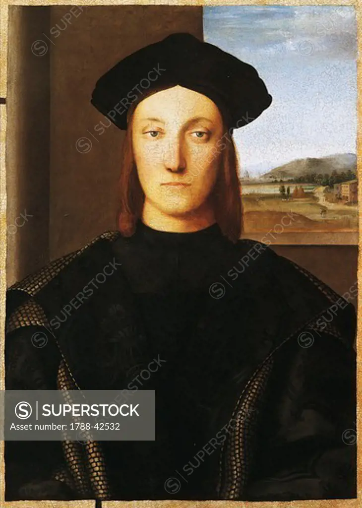 Portrait of Guidobaldo da Montefeltro, Duke of Urbino, 1505-1510, by Raphael Sanzio (1483-1520), oil on wood, 70,5x50 cm.