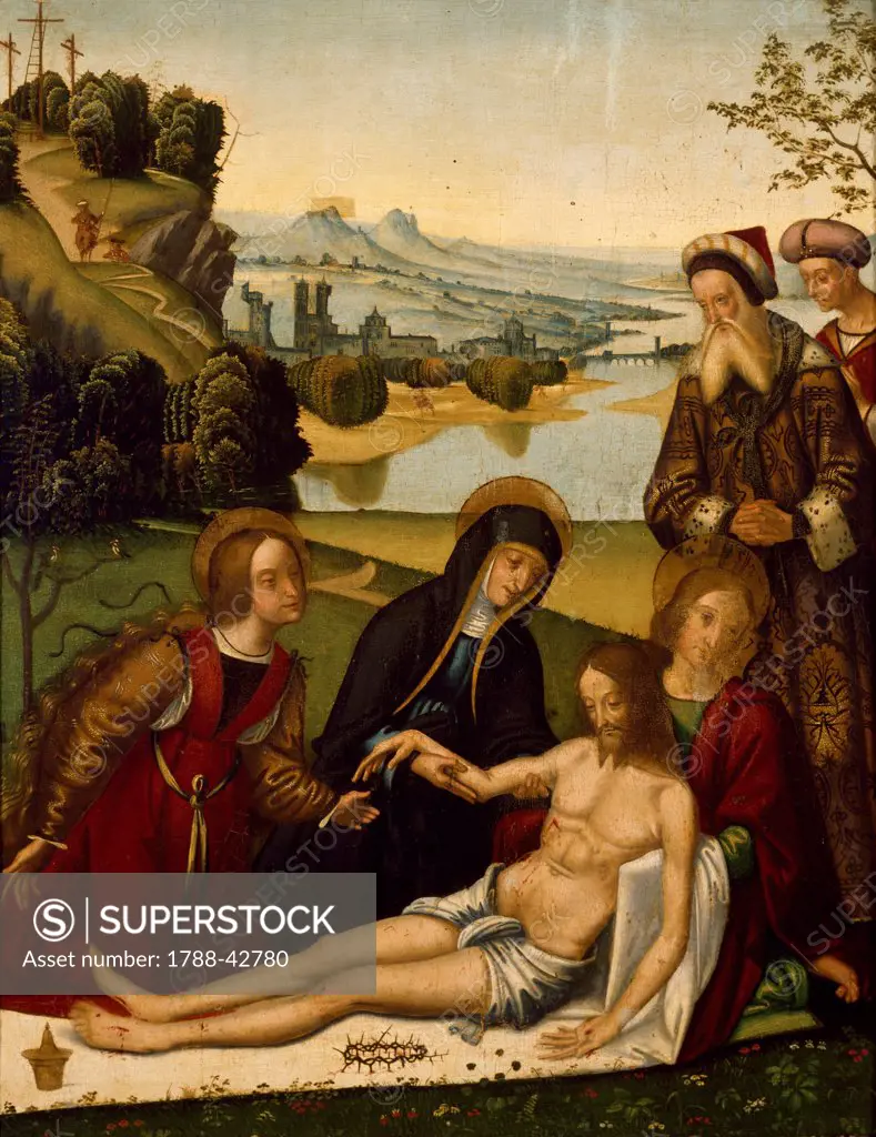 Lamentation over the Dead Christ, by Domenico Panetti (ca 1460- pre-1513).