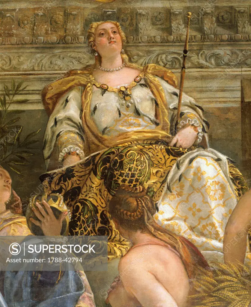 The Apotheosis of Venice, by Paolo Veronese (1528-1588), fresco. Detail. Sala del Maggior Consiglio (Hall of the Great Council), Palazzo Ducale, Venice.