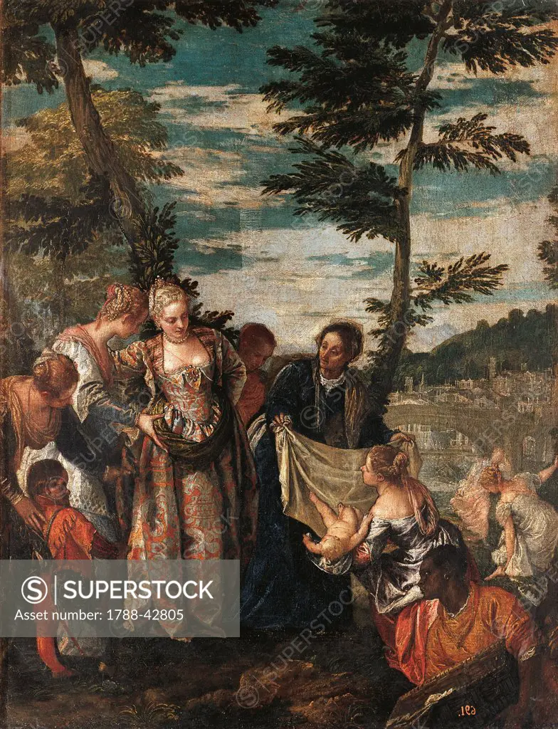 Moses Saved from the Waters, by Paolo Caliari known as Veronese (1528-1588), oil on canvas, 50x43 cm.