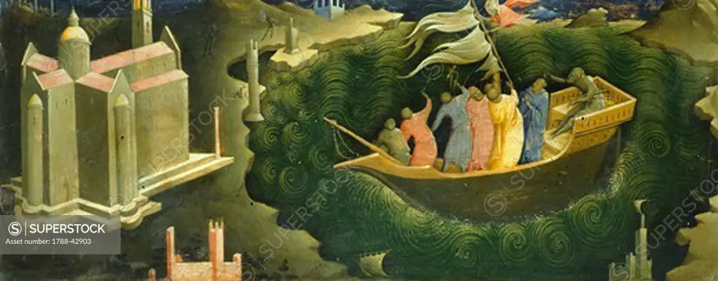 Predella showing St Nicholas who saves the shipwrecked, by Lorenzo Monaco (ca 1370-1423).