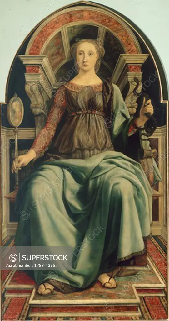 Prudence, 1470, by Piero Pollaiuolo (ca 1441- post 1485), oil on canvas, 167x88 cm.