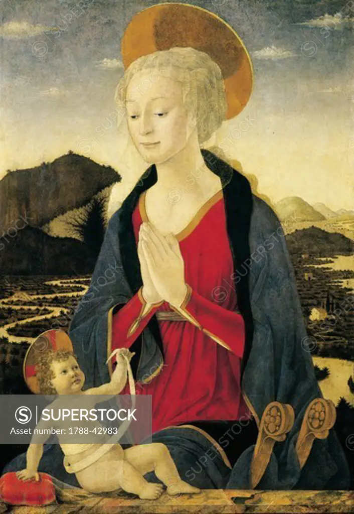 Madonna with Child, 1470, by Alessio Baldovinetti (1425-1499), tempera on panel, 104x76 cm.