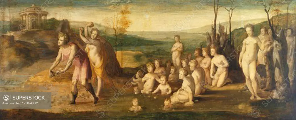 Deucalion and Pyrrha, by Domenico Beccafumi (1486-1551).