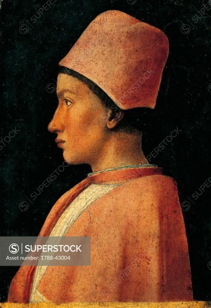 Portrait of Francesco Gonzaga, 1460-1462, by Andrea Mantegna (1431-1506). Tempera on wood, 25.5x18 cm.