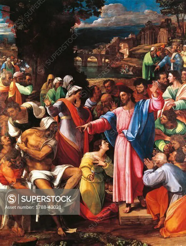 The raising of Lazarus, 1517-1519, by Sebastiano del Piombo (ca 1485-1547), oil on canvas transferred onto panel, 381x289.6 cm.