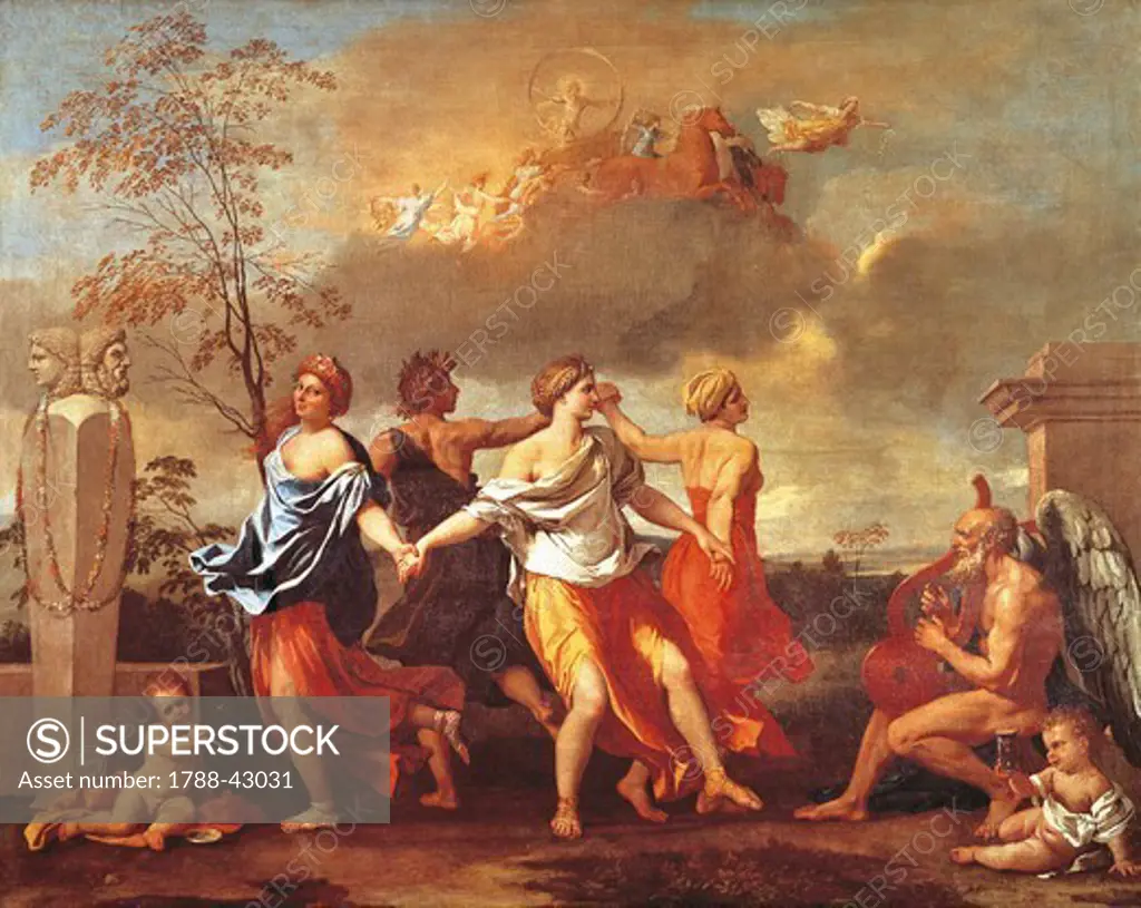 The dance of human life or The dance to the music of time, 1638, by Nicolas Poussin (1594-1655), oil on canvas, 82x104 cm.